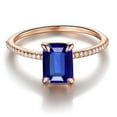 thumbnail image 2 of 1.50 ct Blue Sapphire 7x5mm Emerald Cut And Engagement Ring in 10k Rose Gold for Women, 2 of 4