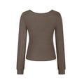thumbnail image 4 of Timegard T-Shirts à Manches Longues pour Femmes Col Rond Hauts Décontractés Couleur Unie Blouses Basiques Confortables Tendance, 4 of 4