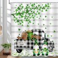 thumbnail image 2 of Rustic Decor Farmhouse St. Patrick''s Day Shower Curtain, Lucky Truck Shamrock Clover Leaves Gnome Print on Vintage Barn Wooden Plank for Bathroom, 72X72 Inches, 2 of 4