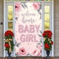 thumbnail image 3 of Pink Glitter Welcome Baby Banner Silver Sparkly Backdrop Floral Ornament Display for Baby Shower Newborn Homecoming Girl's Welcome Party, 3 of 3