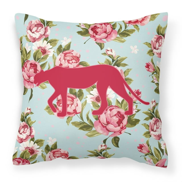 Caroline's Treasures BB1004-RS-BU-PW1818 Leopard Shabby Chic Blue Roses Pillow 18 x 18 Multicolor
