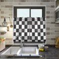 thumbnail image 4 of Yayeee Kitchen Curtains Tier Pair Light Filtering 27"x36" Rod Pocket Short Cafe Window Panel, Black White And Grey Plaid Pattern, 4 of 7