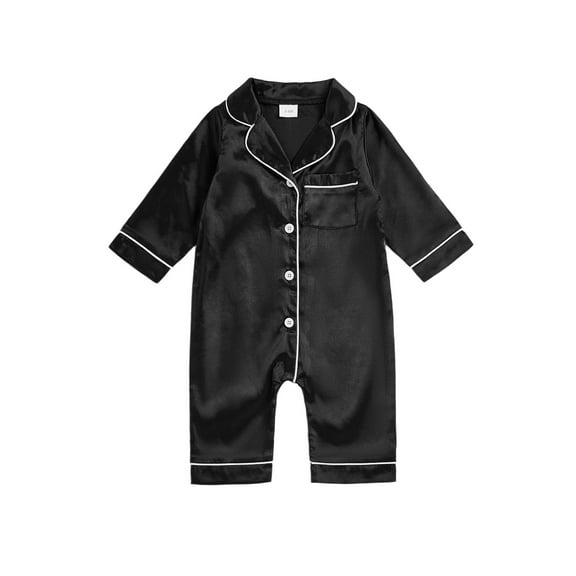 BemeyourBBs Newborn Baby Girl Boy Silk Satin Pajamas Rompers Kids Long Sleeve Button Down Pjs Infant One Piece Jumpsuit Loungewear Sleepwear
