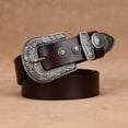 thumbnail image 6 of Women's genuine leather vintage Western cowboy style belt, with carved rivet design, plus size, unisex, Western fashion accessory, casual belt, rivet detail belt, durable cowhide belt, handmade, adju, 6 of 10