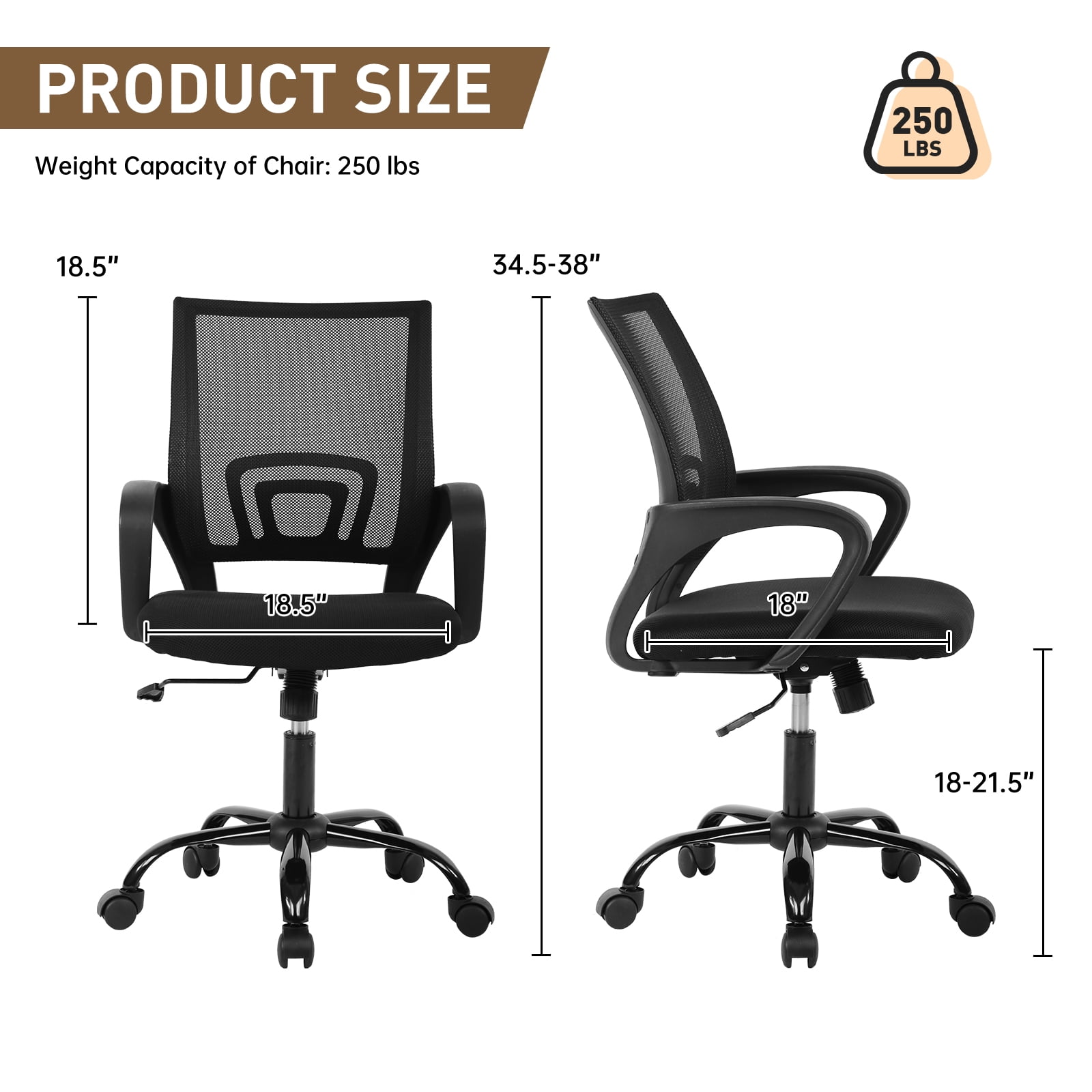 Dkelincs 32 inch Computer Desk and Chair Set Home Office Modern Wood Study Desk & Mesh Ergonomic Height Adjustable Office Chair for Small Spaces, Vintage & Black