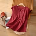thumbnail image 4 of Gbobgt Women's Linen Tank Tops Sleeveless V Neck Casual Loose Fit Breathable Lightweight Summer Tops Wine L, 4 of 4