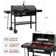 thumbnail image 4 of Royal Gourmet ZH3005 2-Burner Gas and Charcoal Combo Grill with Side Burner, 34,000 BTU Dual Fuel Grill for Outdoor Patio Garden Picnic Backyard Cooking, Black, 4 of 12