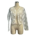 thumbnail image 6 of VSSSJ Women’s Floral Lace Cropped Cardigans Casual Open Front Long Sleeve Shrug Sheer Cardigan Elegant Summer Cover Up Crop Tops White L, 6 of 9