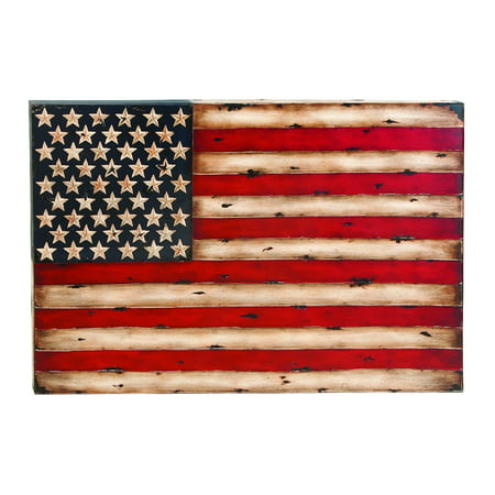 Metal Wall Decor With American Flag Replica