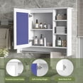 thumbnail image 3 of GZXS 36" Bathroom Wall Cabinet with Mirror, Mirrored Medicine Cabinet with Soft Close Door, 6 Open Compartments and Towel Rod, Wall Mounted Over Toilet Storage Cabinets with Adjustable Shelf, White, 3 of 9