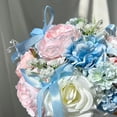 thumbnail image 2 of Bouquet de boda con rosas de seda color azul, rosa y crema, 22 cm, color azul, 2 of 8