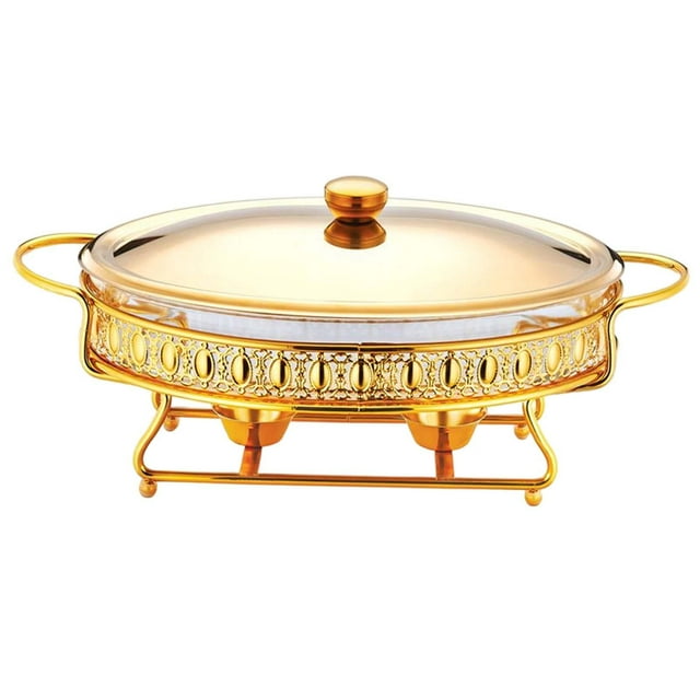 Ensemble de Buffets pour Réchauds, Chauffe-Nourriture de Restauration et Support à Carburant, Serveurs et Réchauds de Buffet en Acier Inoxydable pour Cuisiner, Fêtes de Réchauds, Banquet, Doré