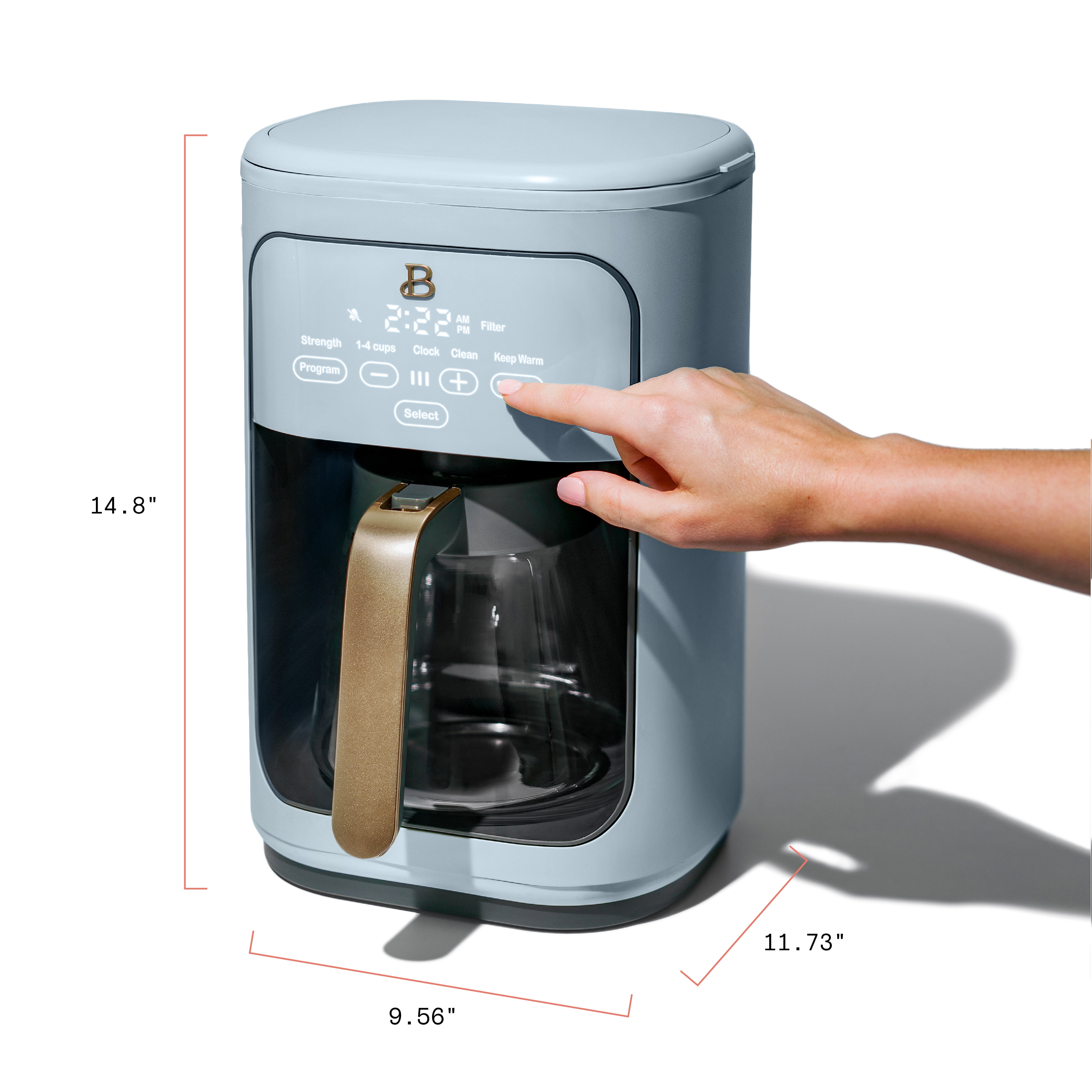 Beautiful 14-Cup Programmable Drip Coffee Maker with Touch-Activated Display, Cornflower Blue by Drew Barrymore