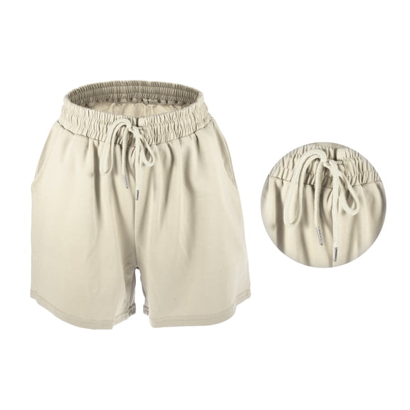 Vocoste 1Pc Women's Flowy Running Shorts Casual High Waisted Workout Shorts Khaki Size M