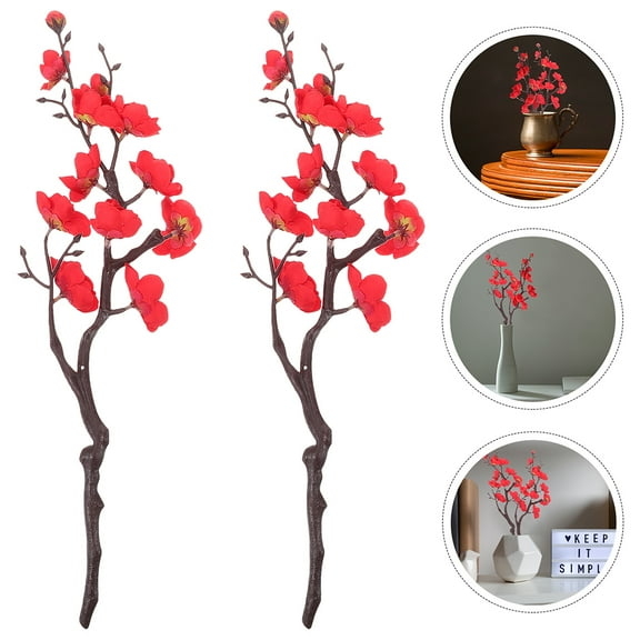 Raindrops Realistic Red Artificial Flowers 4pcs for Festival Party Table Decoration Home Decor