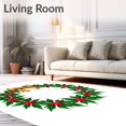 thumbnail image 2 of ODIKA 5'x7' Machine Washable Non-Slip Area Rug, Holly Berry Wreath Seasonal Celebration Floor Covering High Traffic Rug with Pad, Green, 505527, 2 of 8
