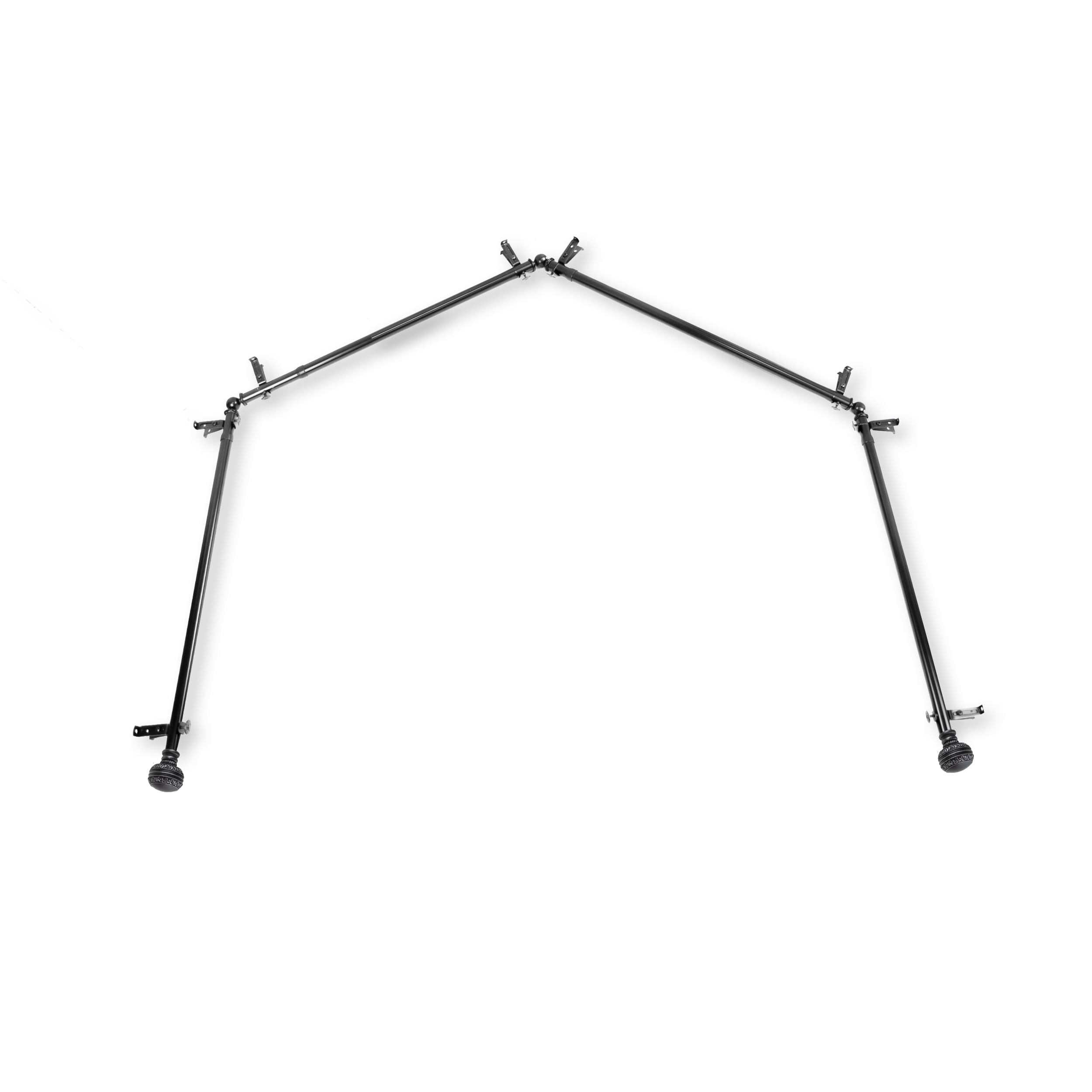Ornament 13/16 4-Sided Bay Window Curtain Rod - Black