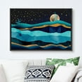thumbnail image 2 of PixonSign Framed Canvas Print Wall Art Gold Teal Moon Marble Mountain Range Nature Wilderness Illustrations Modern Art Rustic Zen Landscape Colorful - 24"x36" Black, 2 of 5