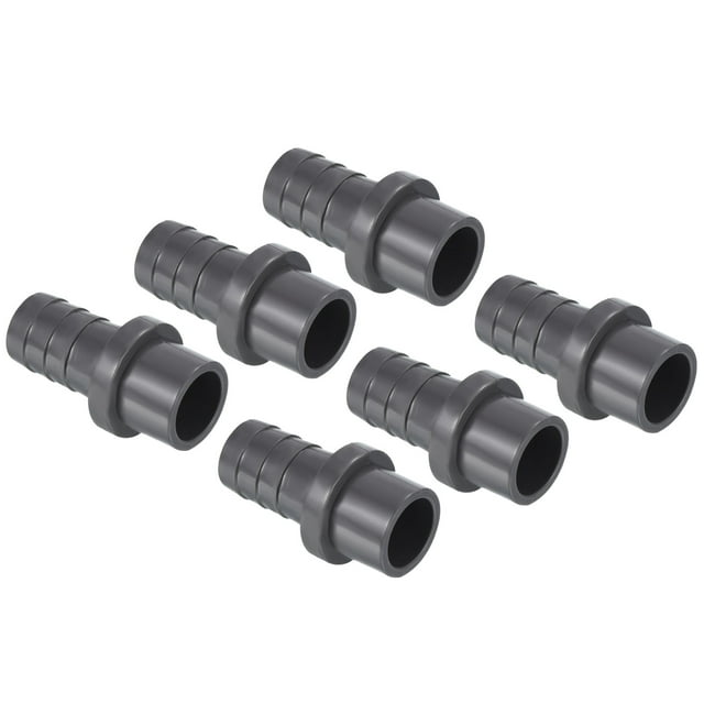 Unique Bargains UPVC Reducer Pipe Fitting 20mm OD 17mm Barbed, 6 Pack Straight Coupling Adapter Connector, Grey