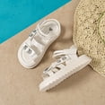 thumbnail image 5 of LTTVQM Girls Sandals Open Wide Toe Soft Sole Comfortable Pearl and Rhinestone Sandal with Adjustable Ankle Strap Summer Dress Casual Anti-Slip Walking Flat Shoes Beige 1 Big Kids, 5 of 5