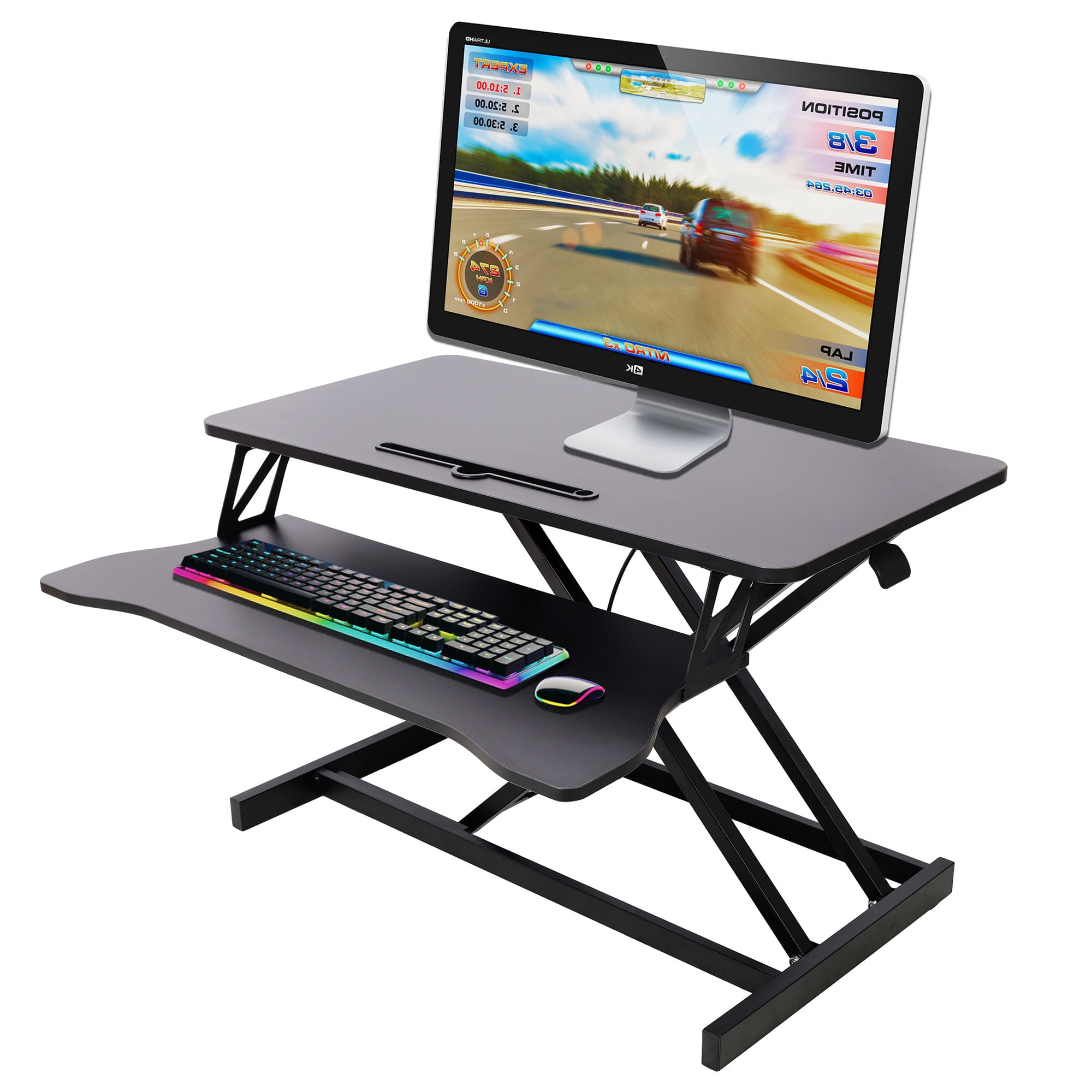 S-HOME Adjustable Height Standing Laptop Desk With Keyboard Tray 31.5 Inches Wide Ergonomic Workspace Converter