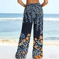 thumbnail image 5 of Ecqkame Pants for Women Casual Loose Floral Print Elastic High Waist Wide Leg Pants Lightweight Comfortable Trousers with Pockets Gray XXL, 5 of 7