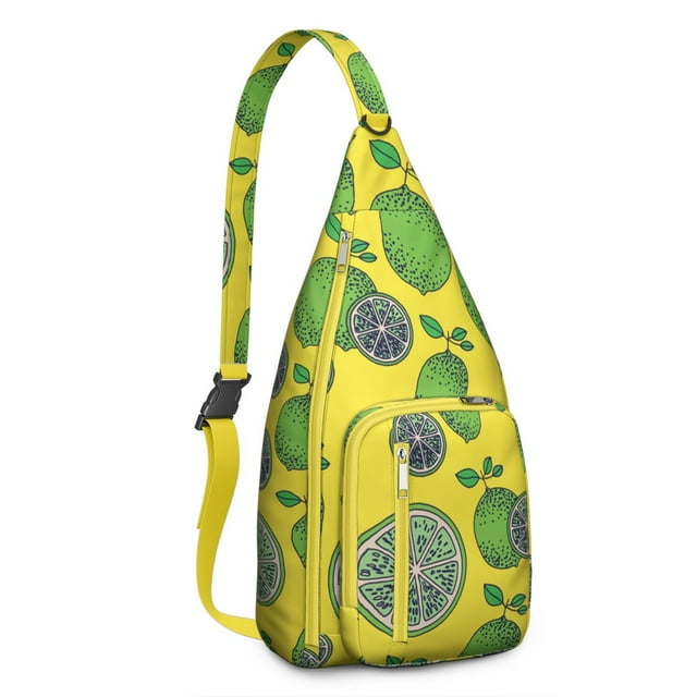 Zesty Lemon Sling Backpack - Vibrant Citrus Print Crossbody Bag, Fashionable Daypack for Teens