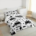 thumbnail image 3 of YST Construction Bedding Set Twin Size Equipment Trucks Comforter Set for Kids Boys Girls Decor Cartoon Car Excavator Tractor Comforter Black White Duvet Set Bedroom Quilt Set, 3 of 7