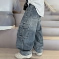 thumbnail image 5 of Kiijoy Big Boys Loose Fit Cargo Jeans Casual Sports Pull On Denim Pants, Sizes 7-8, 5 of 8
