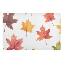 Yayeee Doormat for Indoor Entrance 32" x 20" Non Slippery Floor Rug, White Autumn Leaves