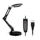 thumbnail image 1 of Lámpara de lectura con lupa LED, base ajustable, 5X de aumento, 10 niveles de brillo, 3 tonos de luz, alimentación USB, diseño plegable para escritorio, color negro., 1 of 5