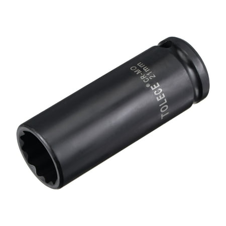 

1/2 Drive 22mm 12-Point Deep Impact Socket CR-MO Steel 78mm Length Metric Sizes