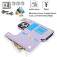 thumbnail image 4 of for iPhone 16 Pro Wallet Case with Card Holders for Women Girls, Zipper Protective PU Leather Case with Finger Ring RFID Protective Kickstand for iPhone 16 Pro, Violet, 4 of 8