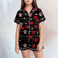 thumbnail image 2 of Rotm 4th Of July Mommy And Me Outfit Little Girls Outfit Set Star Print Short Sleeve Lapel Collar Shirts And Shorts Sleepwear Black,4-5 Years, 2 of 5