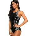 thumbnail image 5 of Women's Side Splicing Athletic Swimwear Crossback One Piece Competitive Bathing Suit, 5 of 7