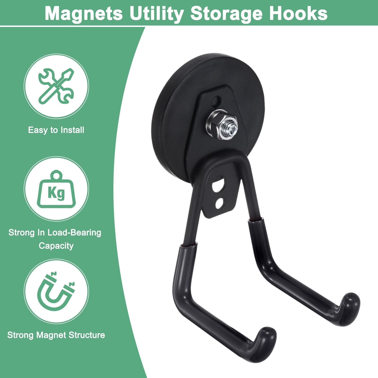 Uxcell 2-Pack Strong Garage Magnetic Hooks, Storage Utility Magnet Hooks with Anti Slip Rubber Coating [Orange]