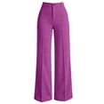thumbnail image 6 of Plus Size Women's Knit High Waist Wide Leg Trousers, Front Button Zipper Pocket Commute Office Pants, Breathable Casual Bottoms for Daily Workplace | TruHer,Hot Pink 2XL, 6 of 8
