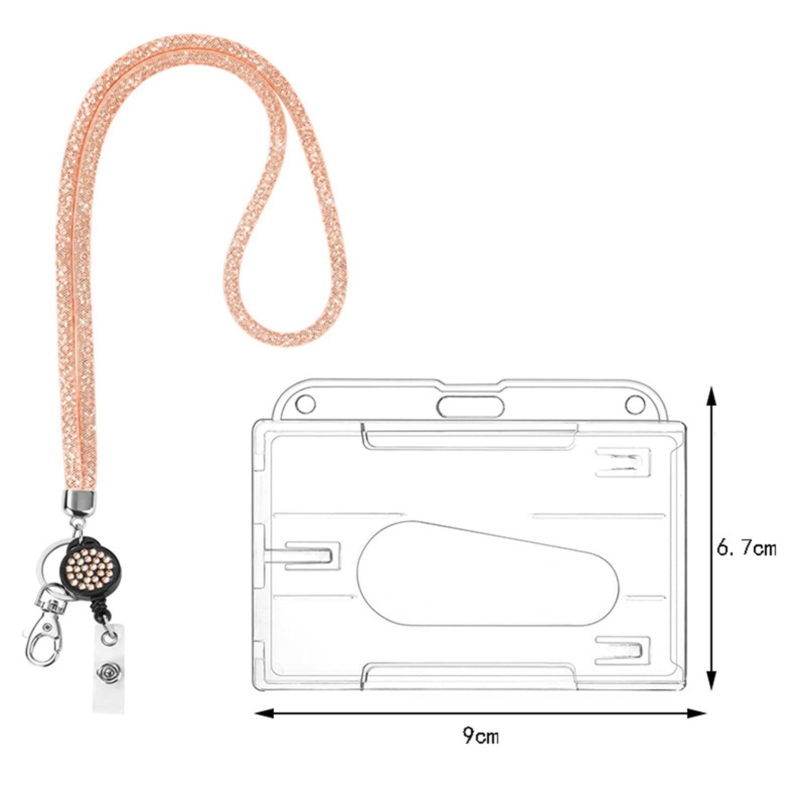 SLUOHZXI Lanyards for ID Badges- Bling Badge Lanyard with ID Badge Holder Retractable Crystal Teacher Lanyard Retractable Keychain Cruise Ship Lanyards for Women,Transparent PC Case Protector