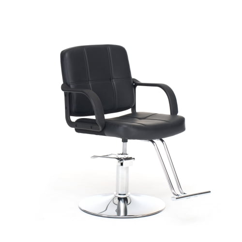Barber Chair for Hair Stylist, 360° Swivel Salon Styling Chair with Heavy Duty Hydraulic Pump, Adjustable Height, 350 lbs Capacity, Black PU Leather
