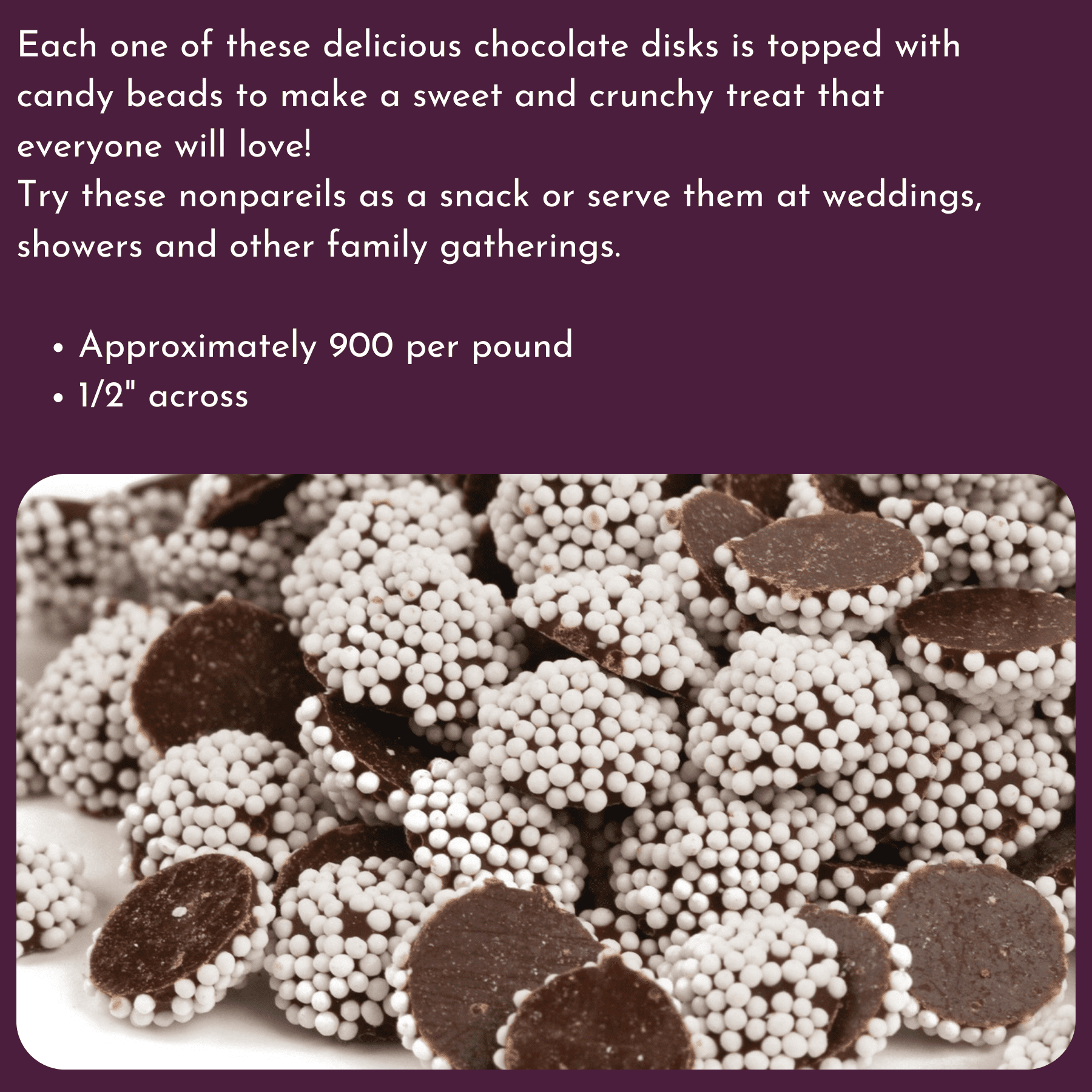 WinCrest Mini Dark Chocolate Nonpareils - 1.25 Lb Tub