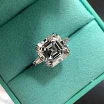 11 CT Ascher Cut Lab Created Diamond Women Engagement Ring 14K White Gold Plated