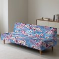 thumbnail image 3 of ZIATUBLES Armless Sofa Futon Slipcover, Dustproof Couch Cover Elastic Polyester Spandex Furniture Protector Machine Washable Sofa Bed Cover, Cherry Blossom Print, 3 of 9