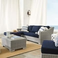 thumbnail image 5 of Lounge Sectional Sofa Chair Table Set, Rattan, Wicker, Light Grey Gray Blue Navy, Modern Contemporary Urban Design, Outdoor Patio Balcony Cafe Bistro Garden Furniture Hotel Hospitality, 5 of 10