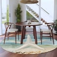 thumbnail image 3 of Round Area Rug 5ft, Coastal Beach Non-slip Area Rugs for Living Room/Bedroom/Bathroom/Kitchen, Summer Retro Starfish Wave Washable Throw Floor Mat Indoor Outdoor Entrance Doormat, 3 of 9