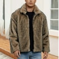 thumbnail image 2 of LNWUY Men's Faux Furry Winter Coat Ultra Warm, Fluffy Trench Jacket with Turn-Down Collar, Soft and Cozy Faux Furry Outerwear for Cold Weather Yellow S, 2 of 9