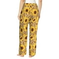 thumbnail image 3 of Uemuo Abstract Leopard Print Sunflower Pattern Women's Wide Leg Palazzo Lounge Pants with Pockets Light Weight Loose Comfy Casual Pajama Pants-XX-Large, 3 of 9