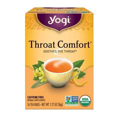 (6 Boxes) Yogi Tea, Throat Comfort Tea, Tea Bags, 16 Ct, 1.27 (Best Tea For Strep Throat)