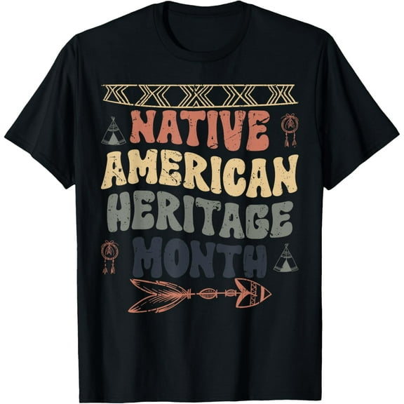 National Native American Heritage Month Indigenous Kids 2024 T-ShirtMen and women, Black T-shirt, size: Extra large