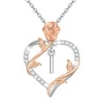 thumbnail image 5 of Ydou Rose Heart Initial Necklace for Women, 14K White Gold Plated Love Heart Letters with Rose Flower Pendant Necklace for Women, 5 of 9