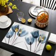 thumbnail image 3 of Navy Blue Tulip 1 Pcs Placemats, Watercolor Farmhouse Floral Botanical Washable Wipeable Table Mats for Dining Tables, Indoor Outdoor Kitchen Place Mats for Holiday Party Table Decor, 3 of 9
